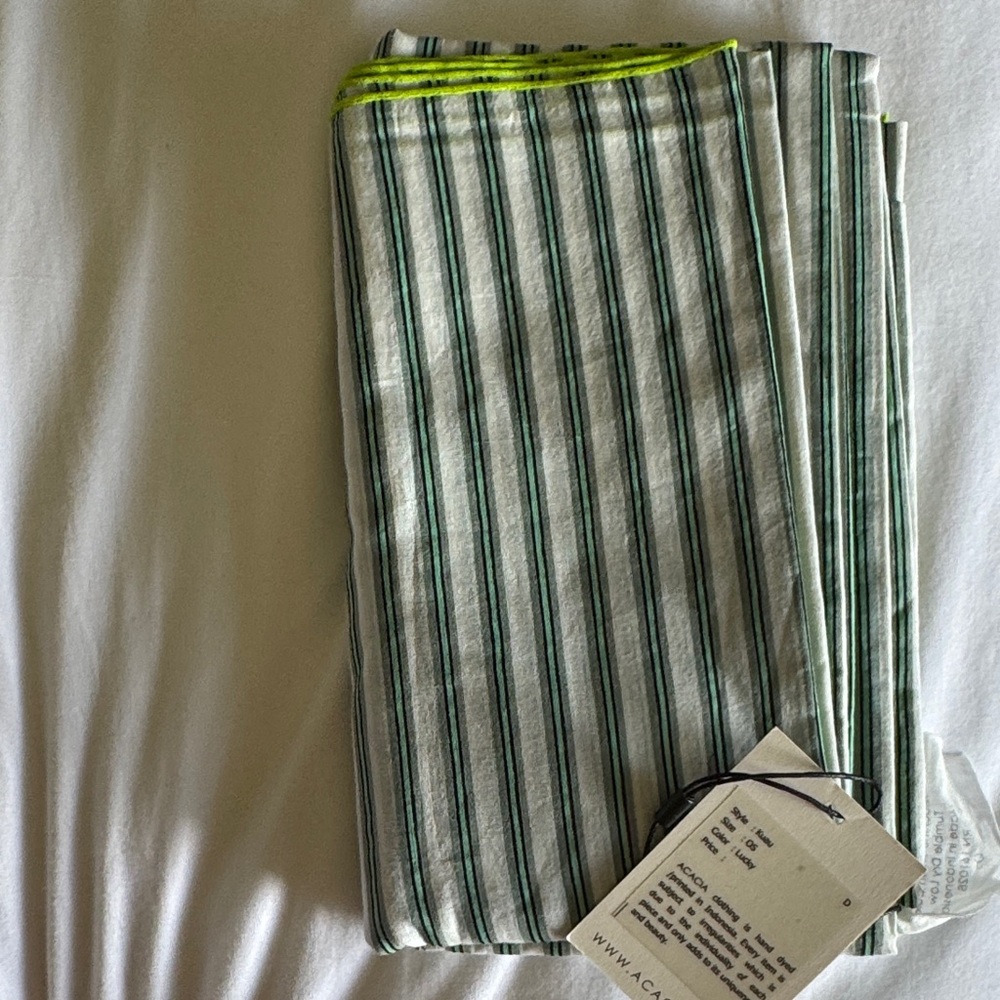 Acacia Swimwear Green Striped Sarong